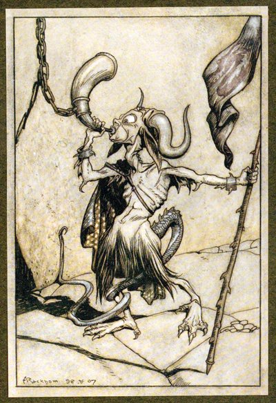 Ere the Horn at the Gate of the Barbican Tower, Was Blown with a Loud Twenty-Trumpeter Power by Arthur Rackham